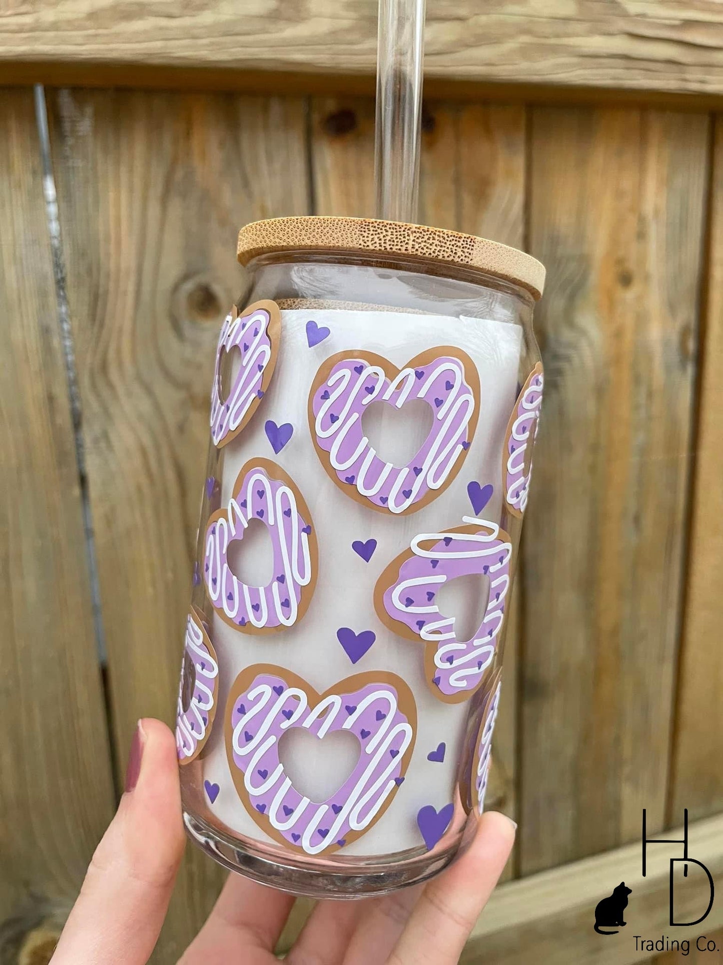 Doughnut Hearts - Beer Can Glass