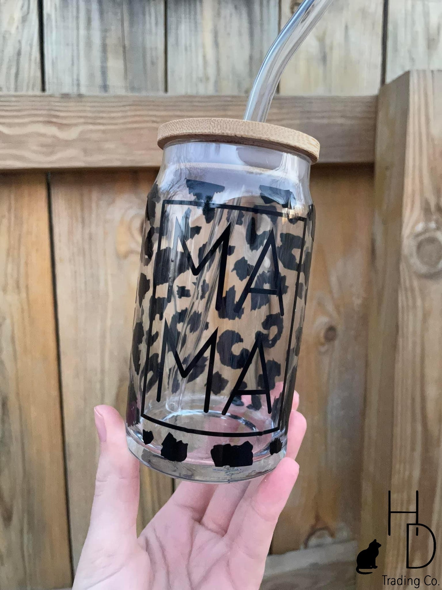 Mama Cheetah Print - Beer Can Glass